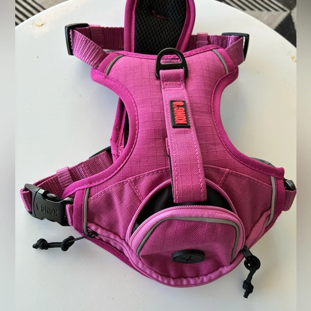 Kong Dog Harness Poop Bag Security Straps Lightweight Pink Black Mesh Small - Picture 5 of 6